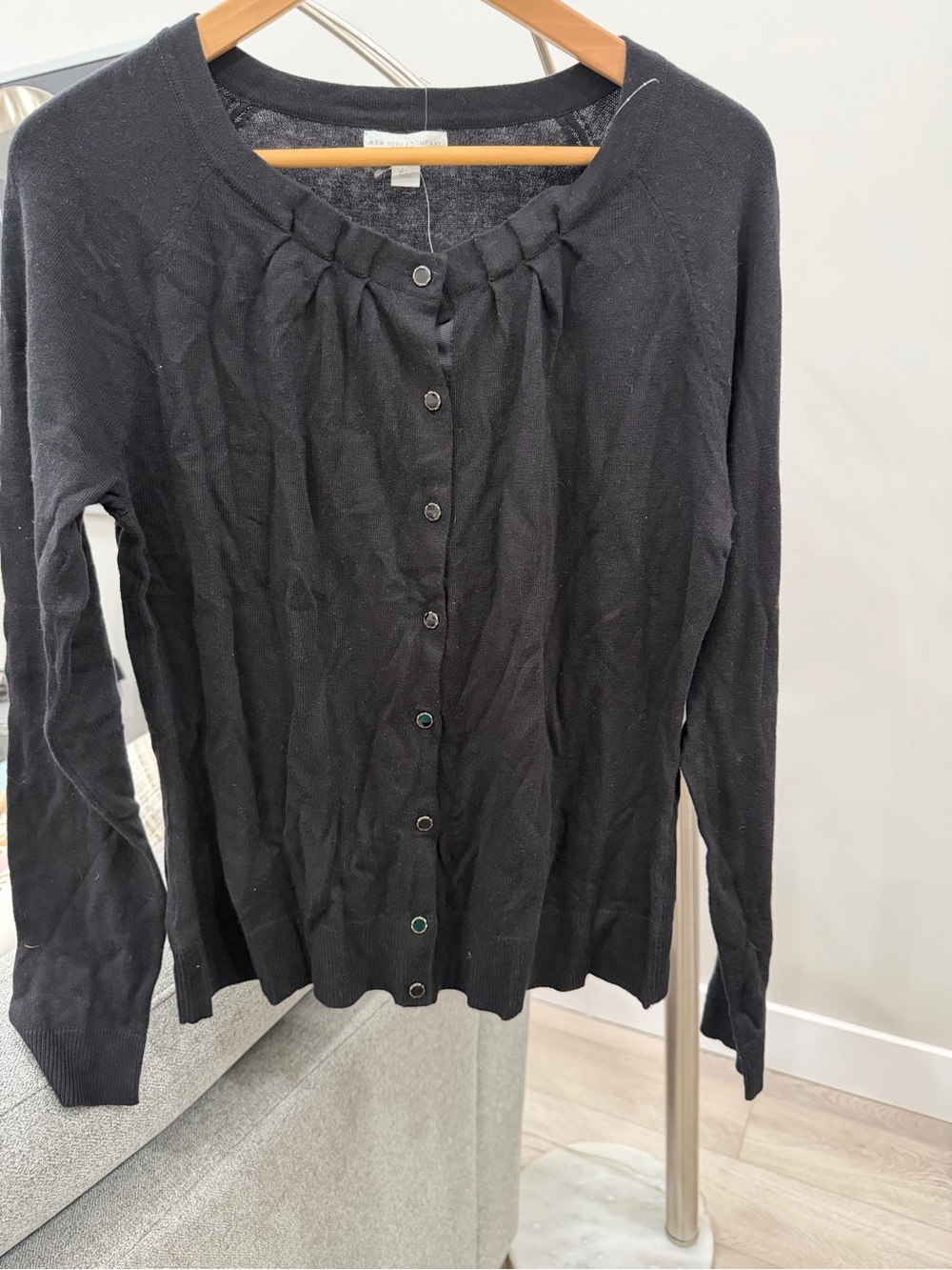 New York & Company Black Button-Front Women's Cardigan
